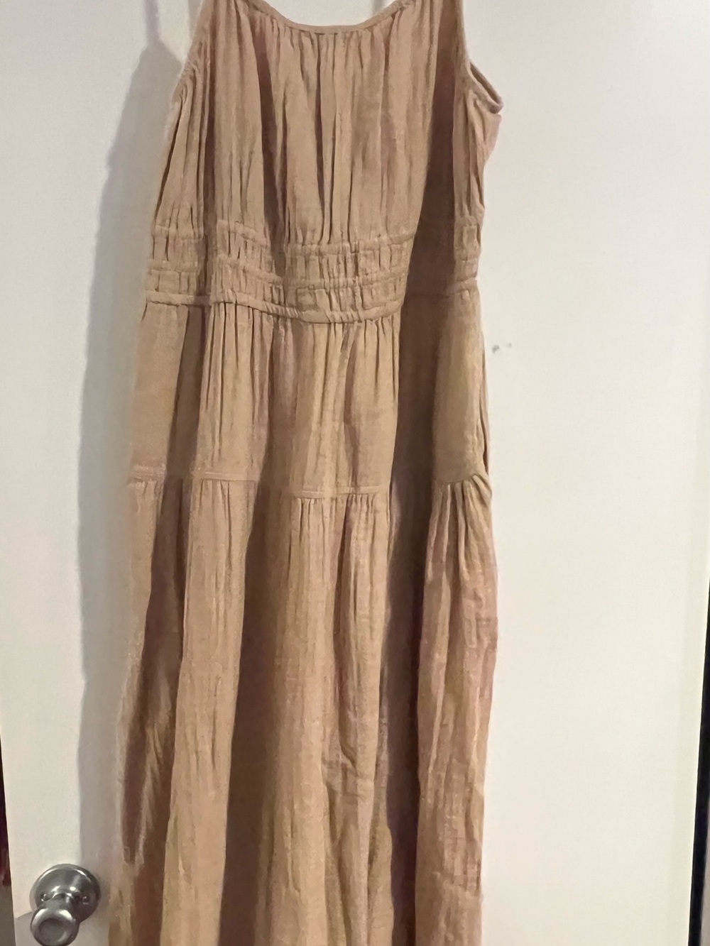 Boho Tiered Maxi Dress in Dusty Beige